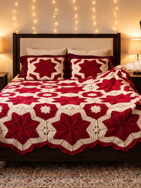 Crochet Burgundy Star Blanket — Free Crochet Pattern