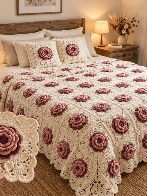 Crochet Rose Bedspread — Free Crochet Pattern