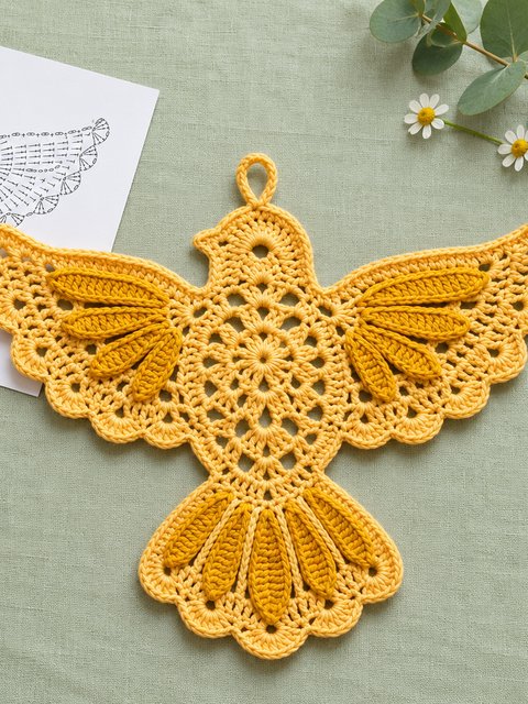 Crochet Yellow Dove Ornament — Free Crochet Pattern